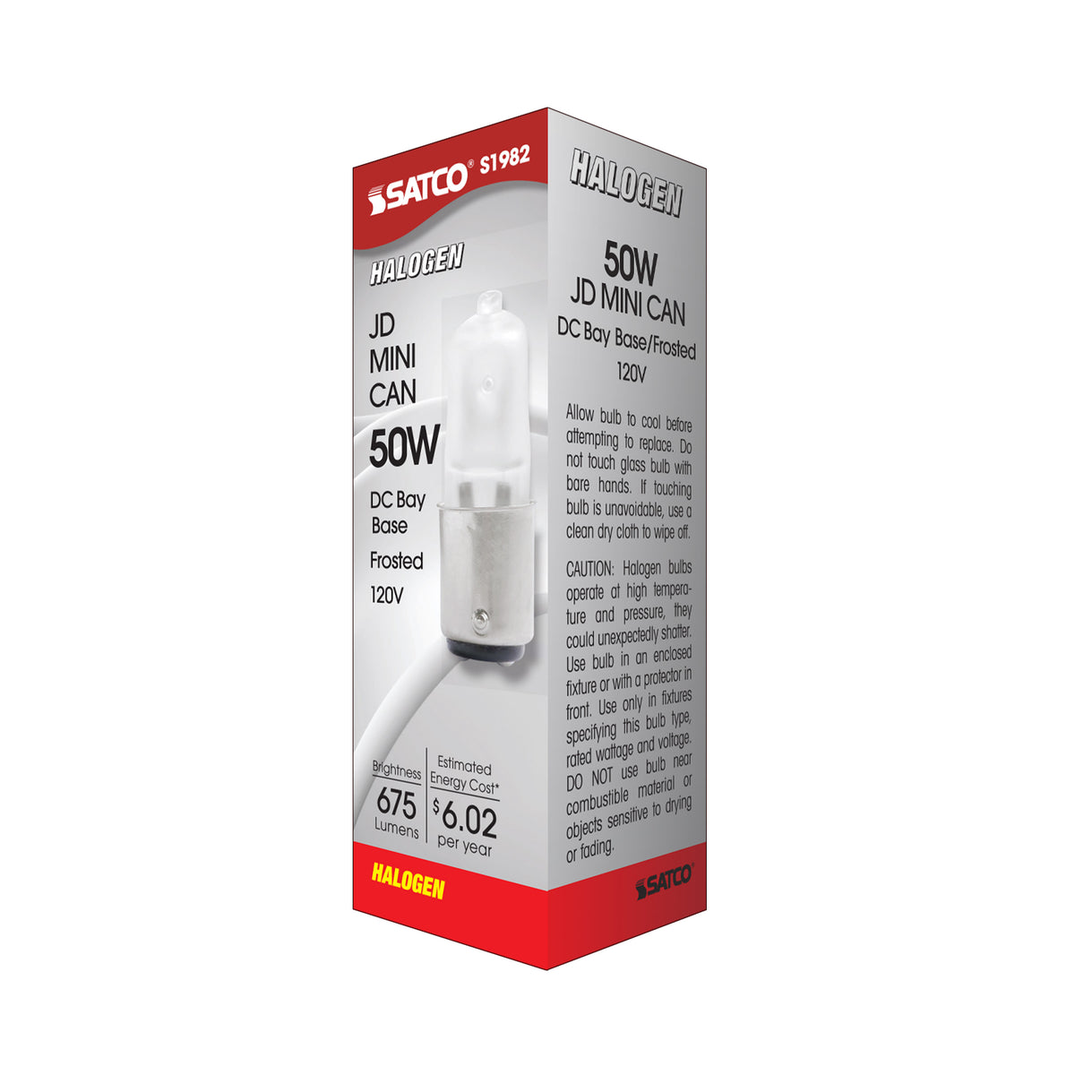 50 Watt - Halogen - T4 - Frosted - 2000 Average rated hours - 675 Lumens - DC Bay base - 120 Volt