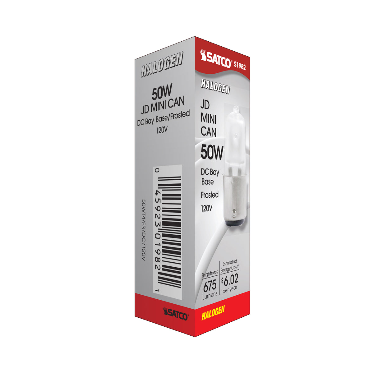 50 Watt - Halogen - T4 - Frosted - 2000 Average rated hours - 675 Lumens - DC Bay base - 120 Volt