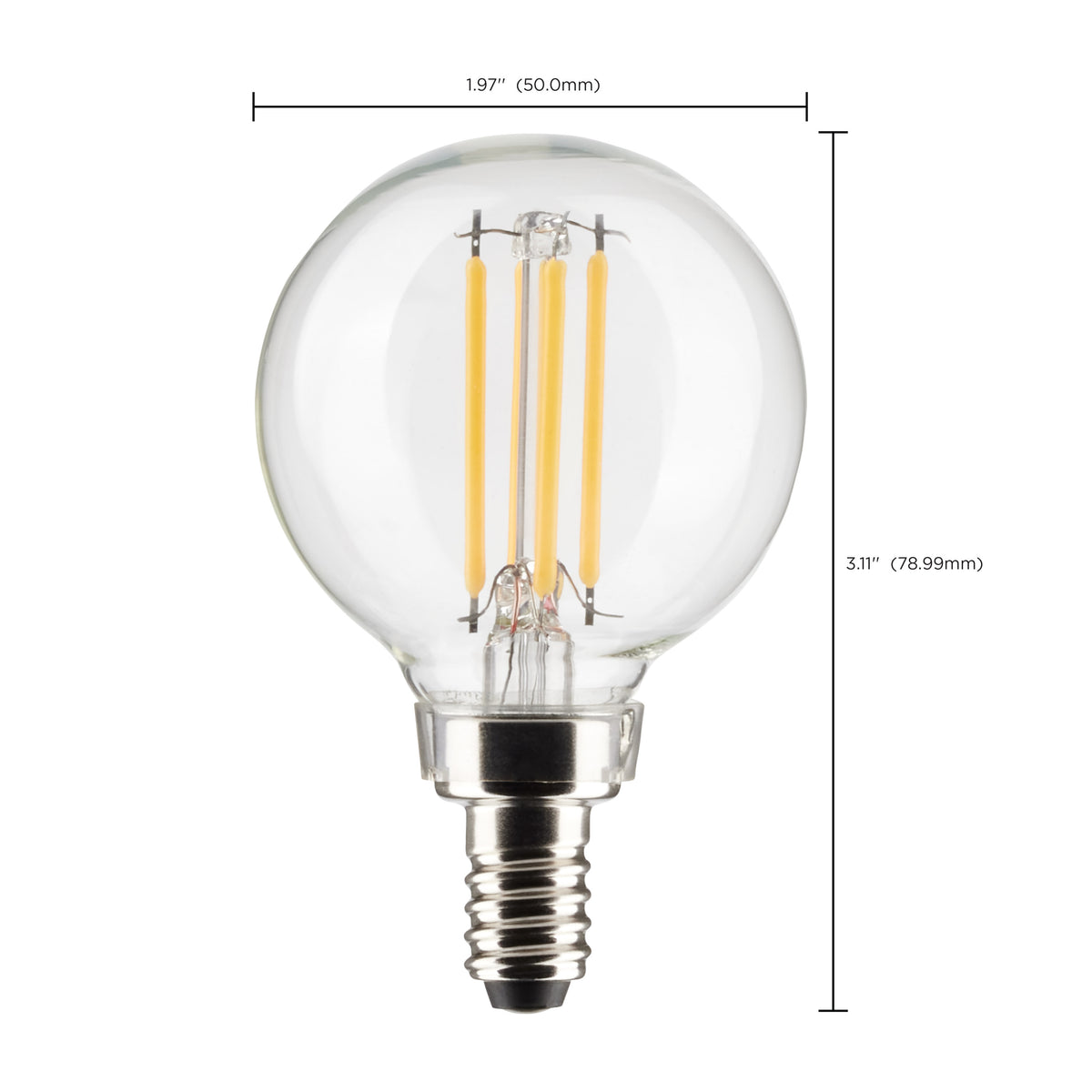 5.5 Watt G16.5 LED Filament - Clear - Candelabra base - 90 CRI - 3000K - 120 Volt