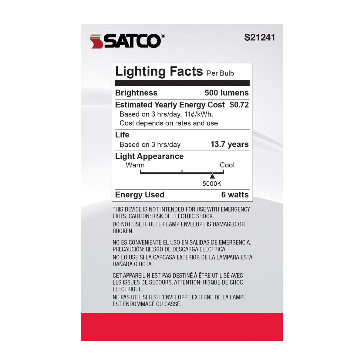 6 Watt G25 LED Filament - White - Medium base - 90 CRI - 5000K - 120 Volt