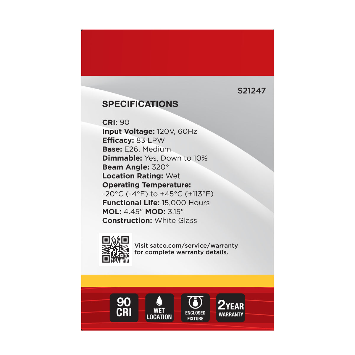 6 Watt G25 LED Filament - White - Medium base - 90 CRI - 2700K - 120 Volt - 2 Pack