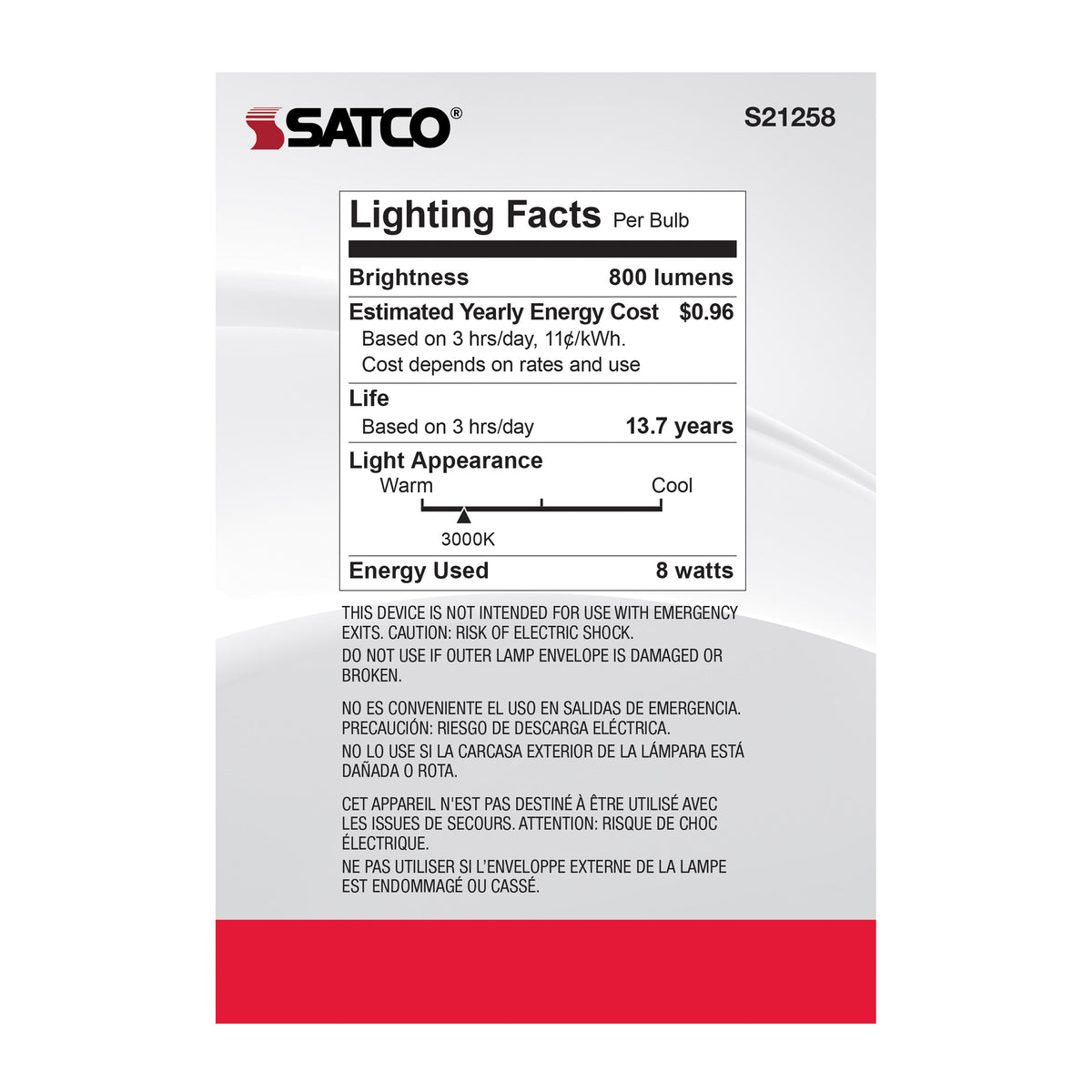 8 Watt G40 LED Filament - Clear - Medium base - 90 CRI - 3000K - 120 Volt