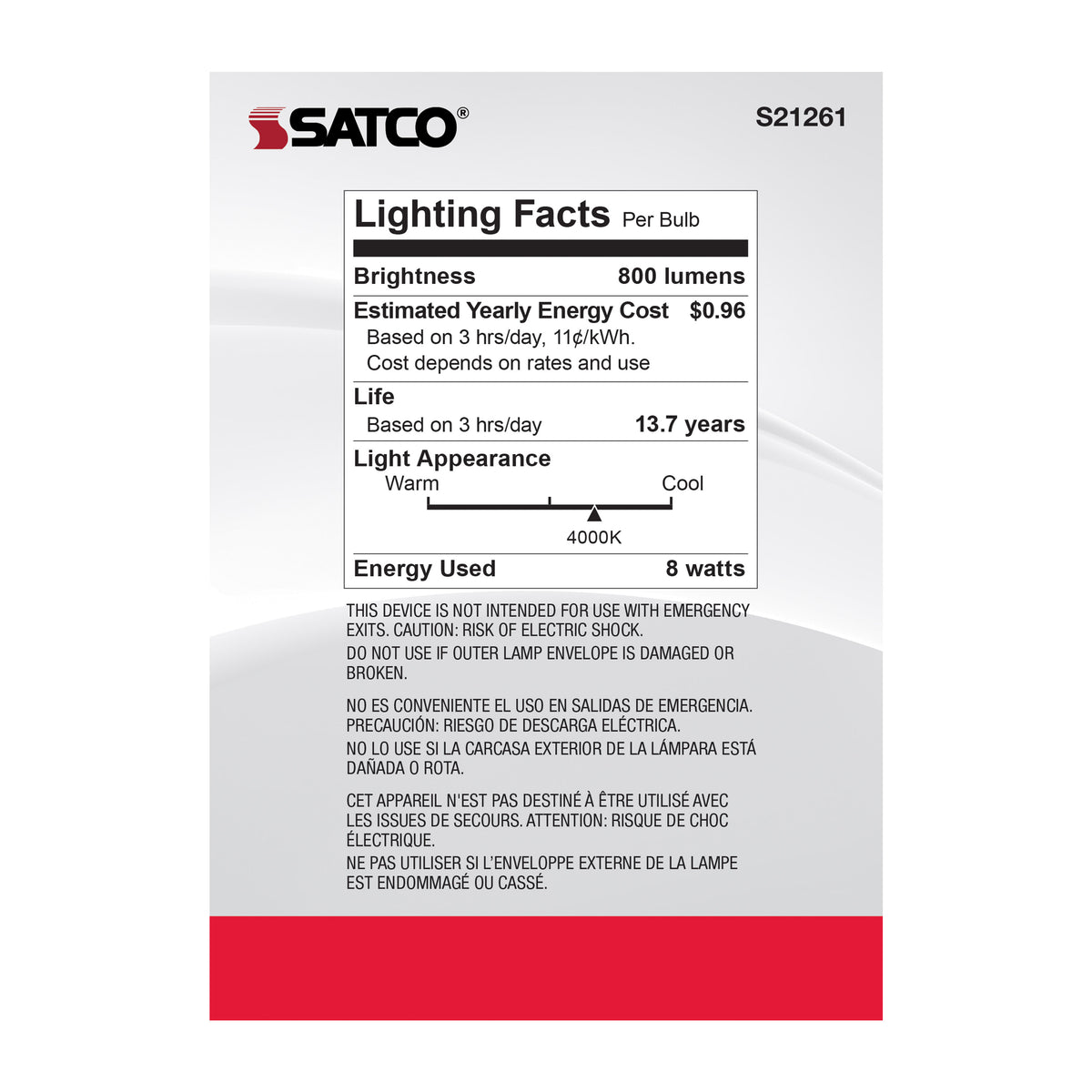 8 Watt G40 LED Filament - White - Medium base - 90 CRI - 4000K - 120 Volt
