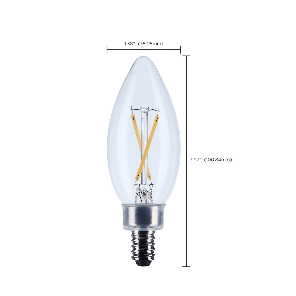 3 Watt B11 LED Filament - Clear - Candelabra base - 90 CRI - 2700K - 120 Volt