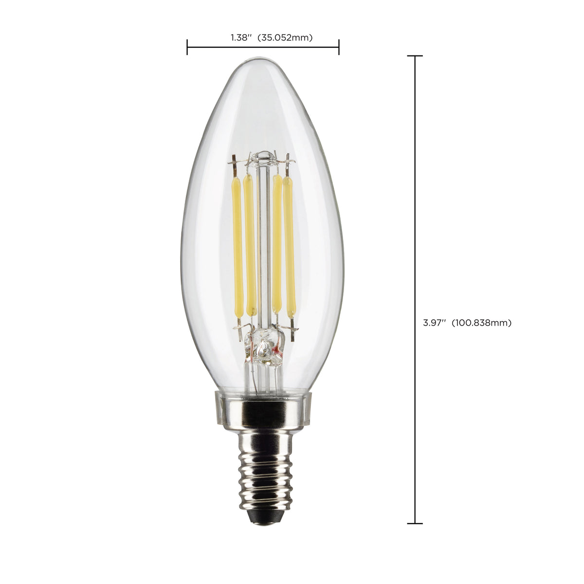 5.5 Watt B11 LED Filament - Clear - Candelabra base - 90 CRI - 2700K - 120 Volt