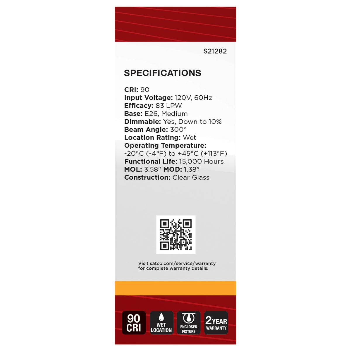 3 Watt B11 LED Filament - Clear - Medium base - 90 CRI - 2700K - 120 Volt