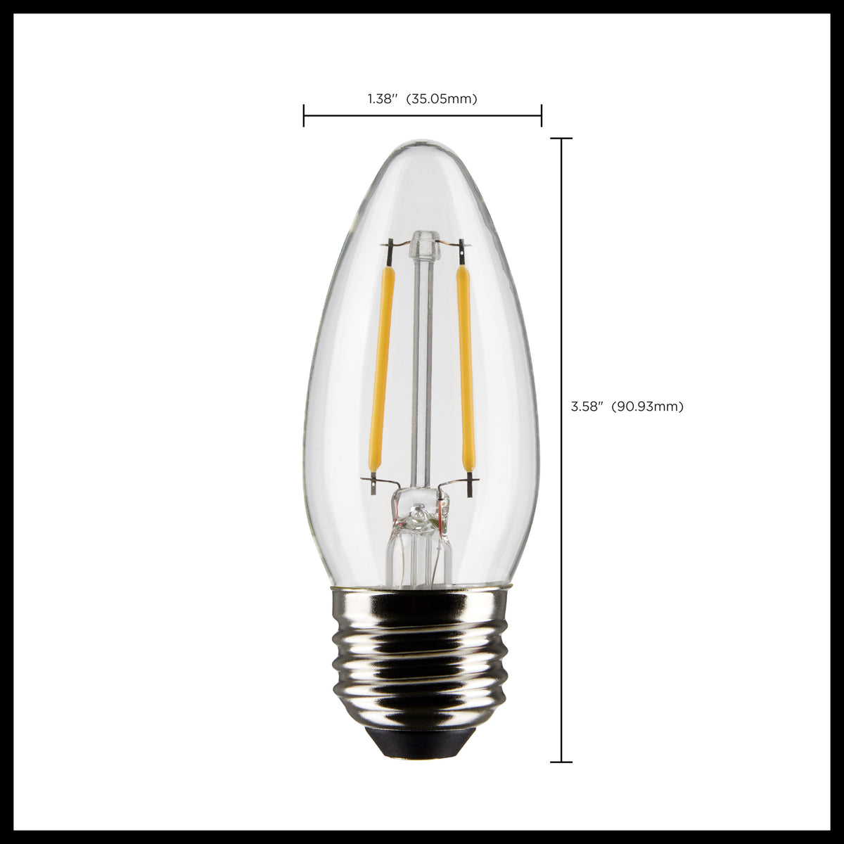 3 Watt B11 LED Filament - Clear - Medium base - 90 CRI - 2700K - 120 Volt