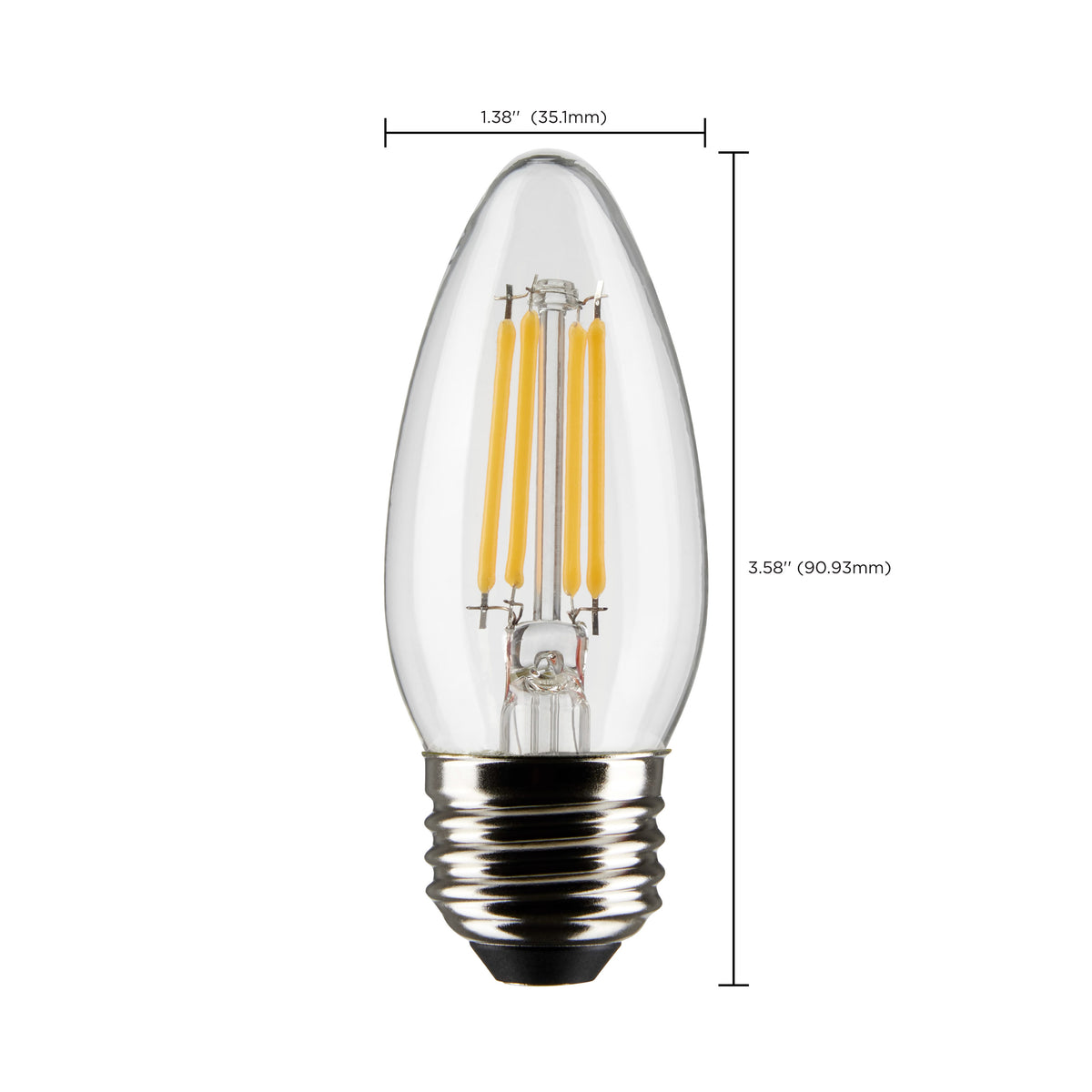 5.5 Watt B11 LED Filament - Clear - Medium base - 90 CRI - 2700K - 120 Volt