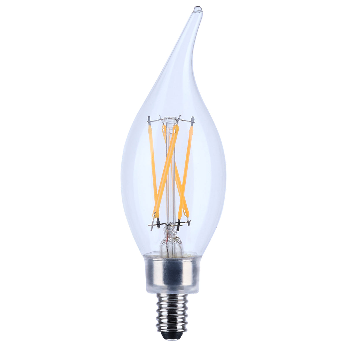 4 Watt CA10 LED Filament - Clear - Candelabra base - 90 CRI - 4000K - 120 Volt bulb or fixture view