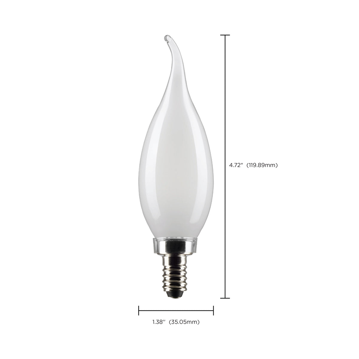 4 Watt CA10 LED Filament - Frost - Candelabra base - 90 CRI - 2700K - 120 Volt