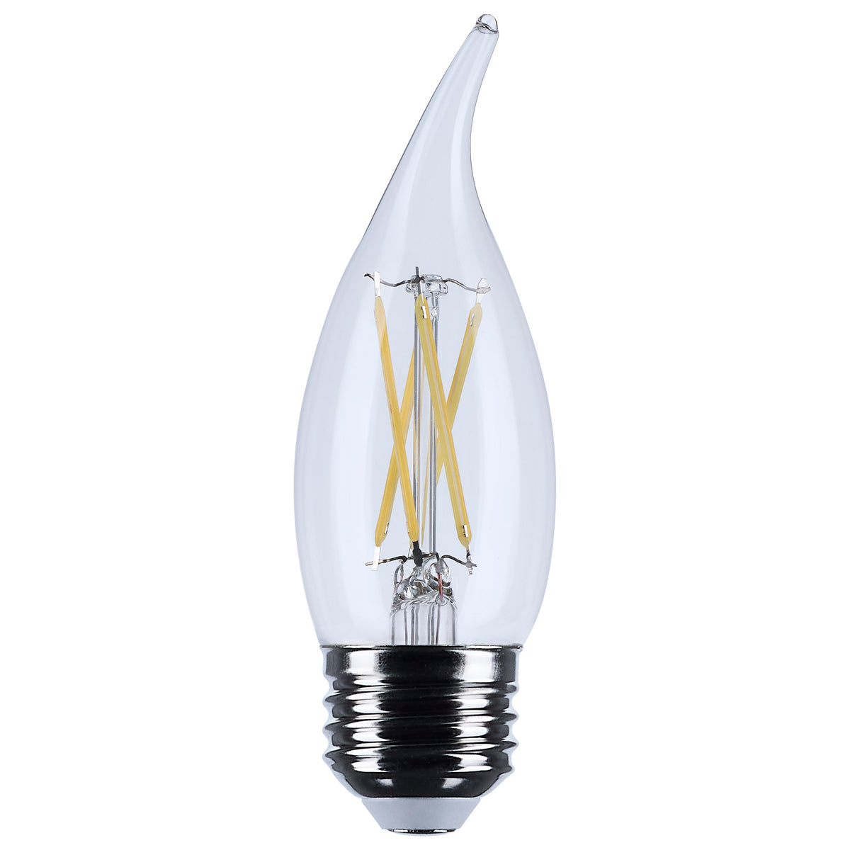 4 Watt CA10 LED Filament - Clear - Medium base - 90 CRI - 3000K - 120 Volt bulb or fixture view