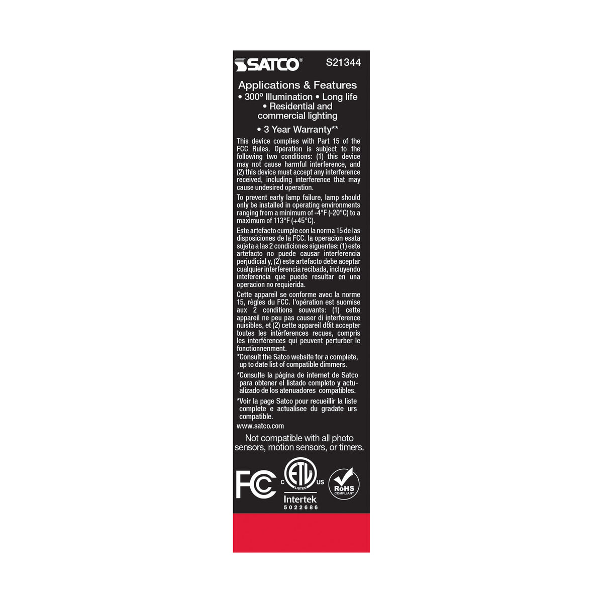 5.5 Watt T10 LED Filament - Clear - Medium base - 90 CRI - 2700K - 120 Volt