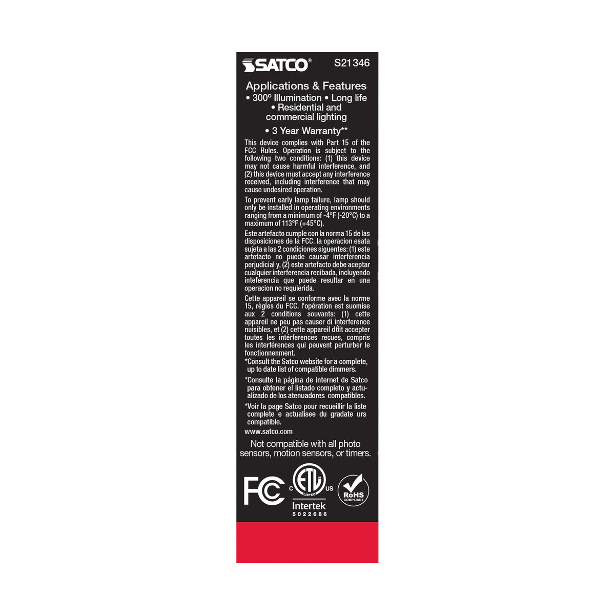 5.5 Watt T10 LED Filament - Clear - Medium base - 90 CRI - 4000K - 120 Volt