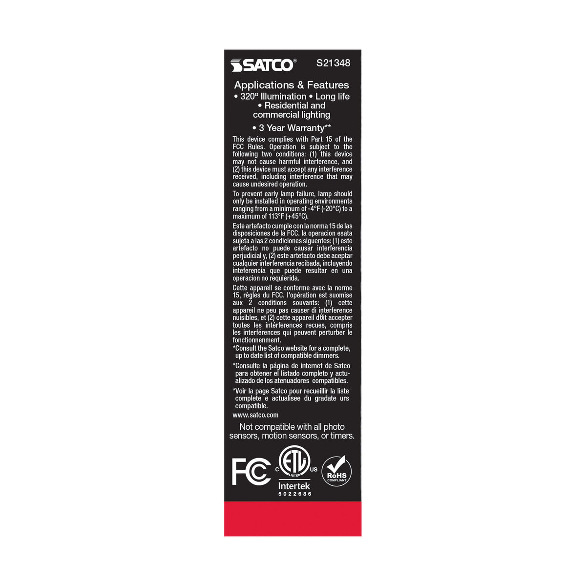 5.5 Watt T10 LED Filament - Frost - Medium base - 90 CRI - 3000K - 120 Volt