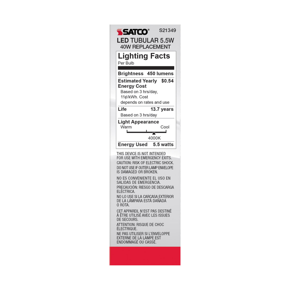 5.5 Watt T10 LED Filament - Frost - Medium base - 90 CRI - 4000K - 120 Volt