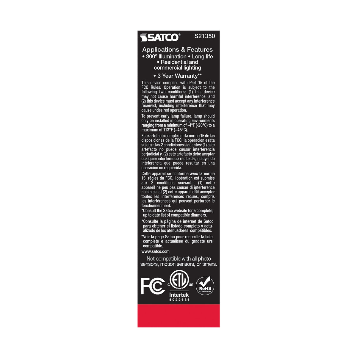 8 Watt T10 LED Filament - Clear - Medium base - 90 CRI - 2700K - 120 Volt