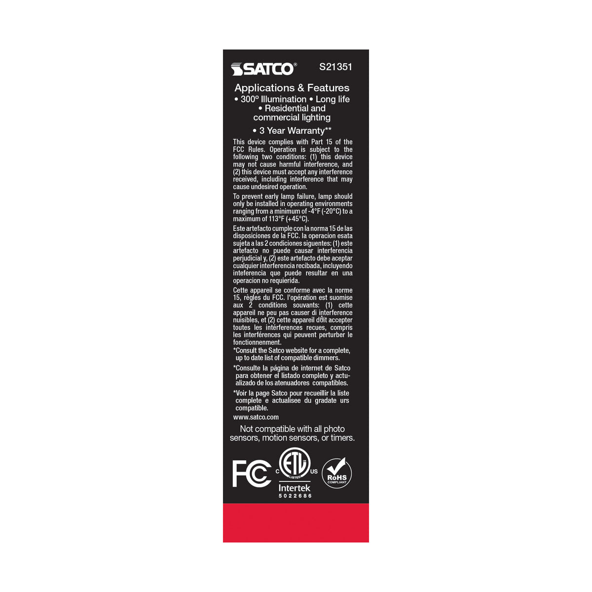 8 Watt T10 LED Filament - Clear - Medium base - 90 CRI - 3000K - 120 Volt