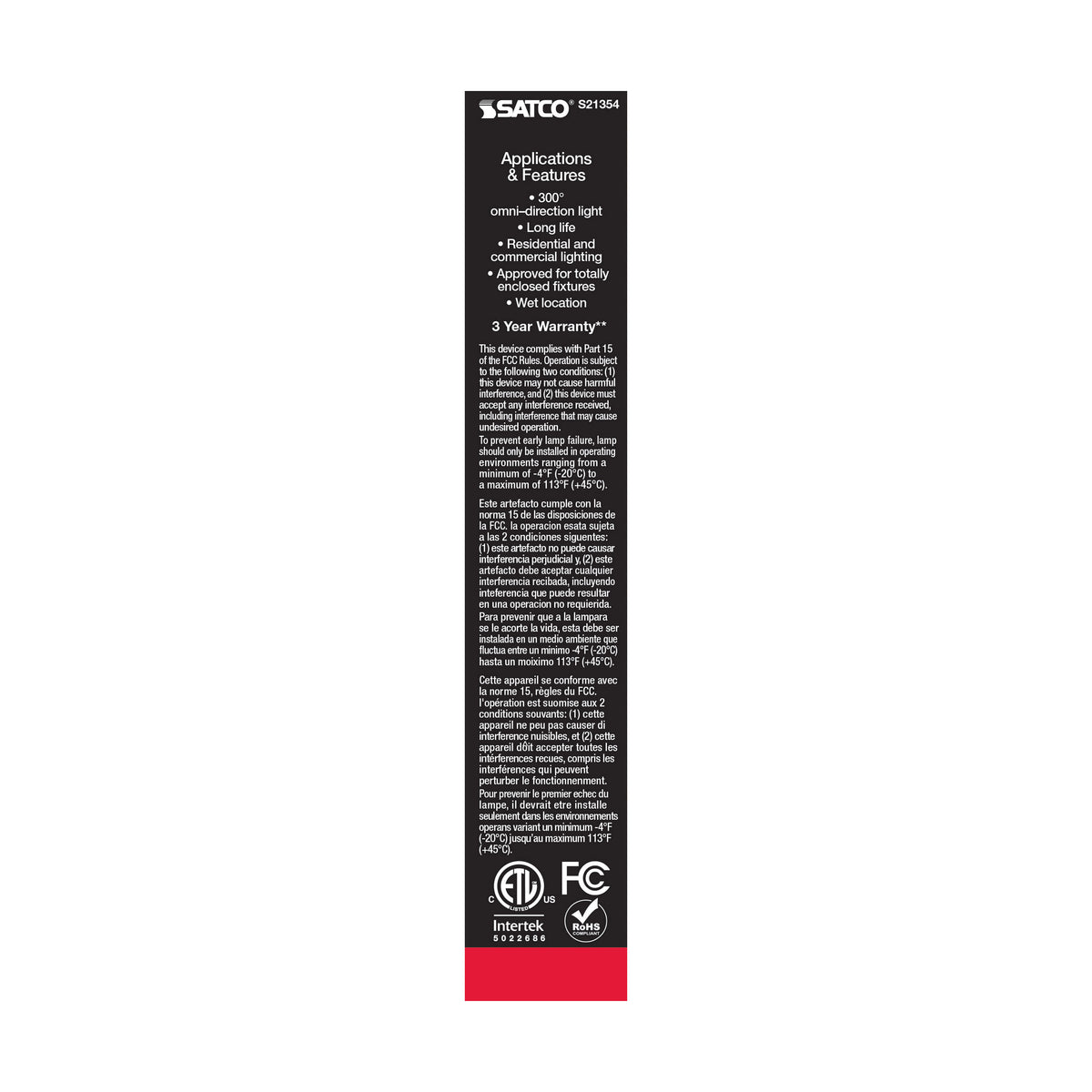 8 Watt T9 LED Filament - Clear - Medium base - 90 CRI - 2700K - 120 Volt