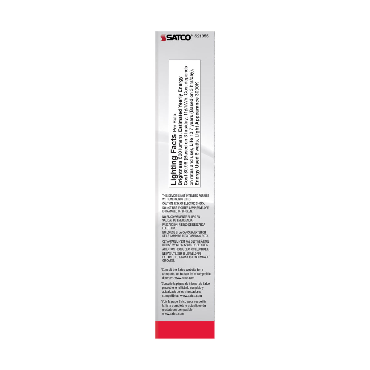 8 Watt T9 LED Filament - Clear - Medium base - 90 CRI - 3000K - 120 Volt