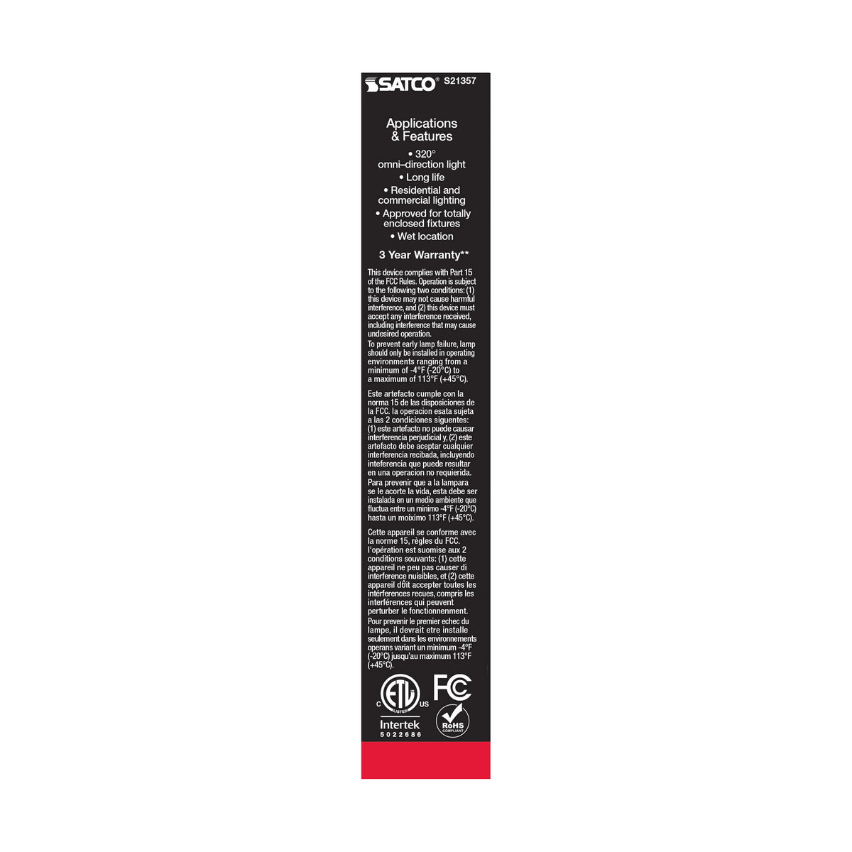 8 Watt T9 LED Filament - Frost - Medium base - 90 CRI - 3000K - 120 Volt