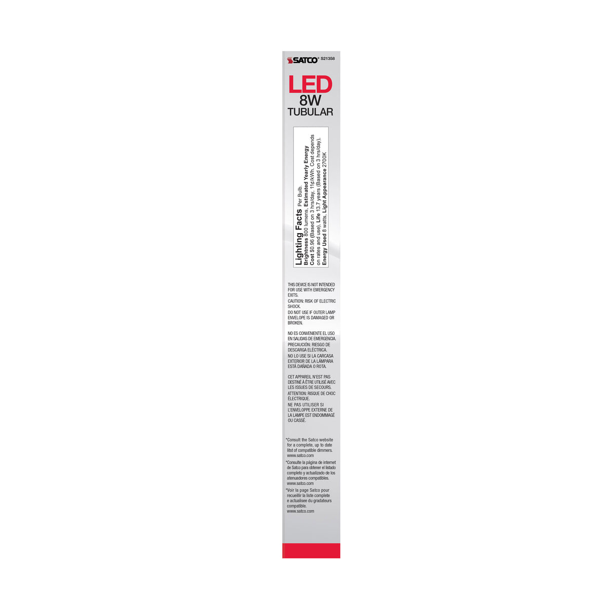 8 Watt T9 LED Filament - Clear - Medium base - 90 CRI - 2700K - 120 Volt