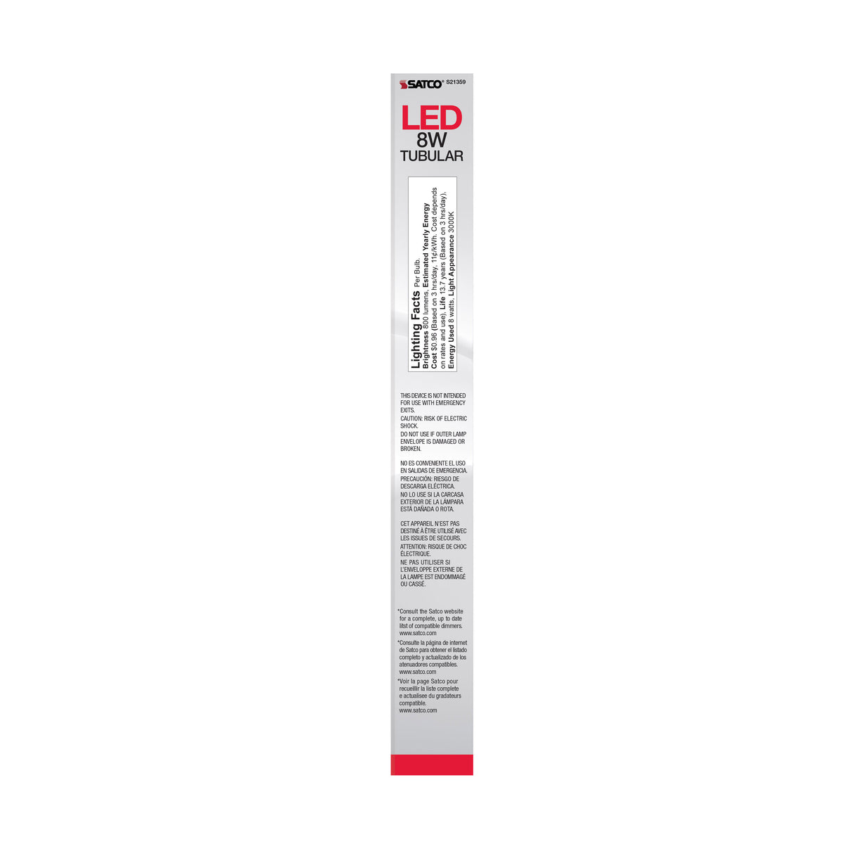 8 Watt T9 LED Filament - Clear - Medium base - 90 CRI - 3000K - 120 Volt