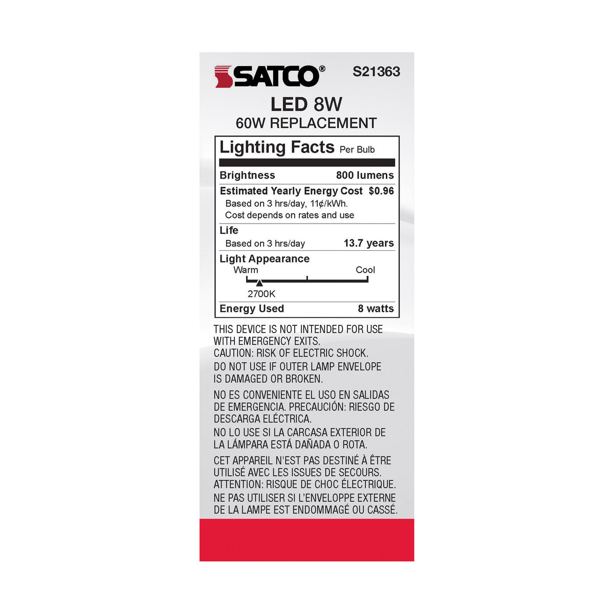 8 Watt ST19 LED Filament - Clear - Medium base - 90 CRI - 2700K - 120 Volt