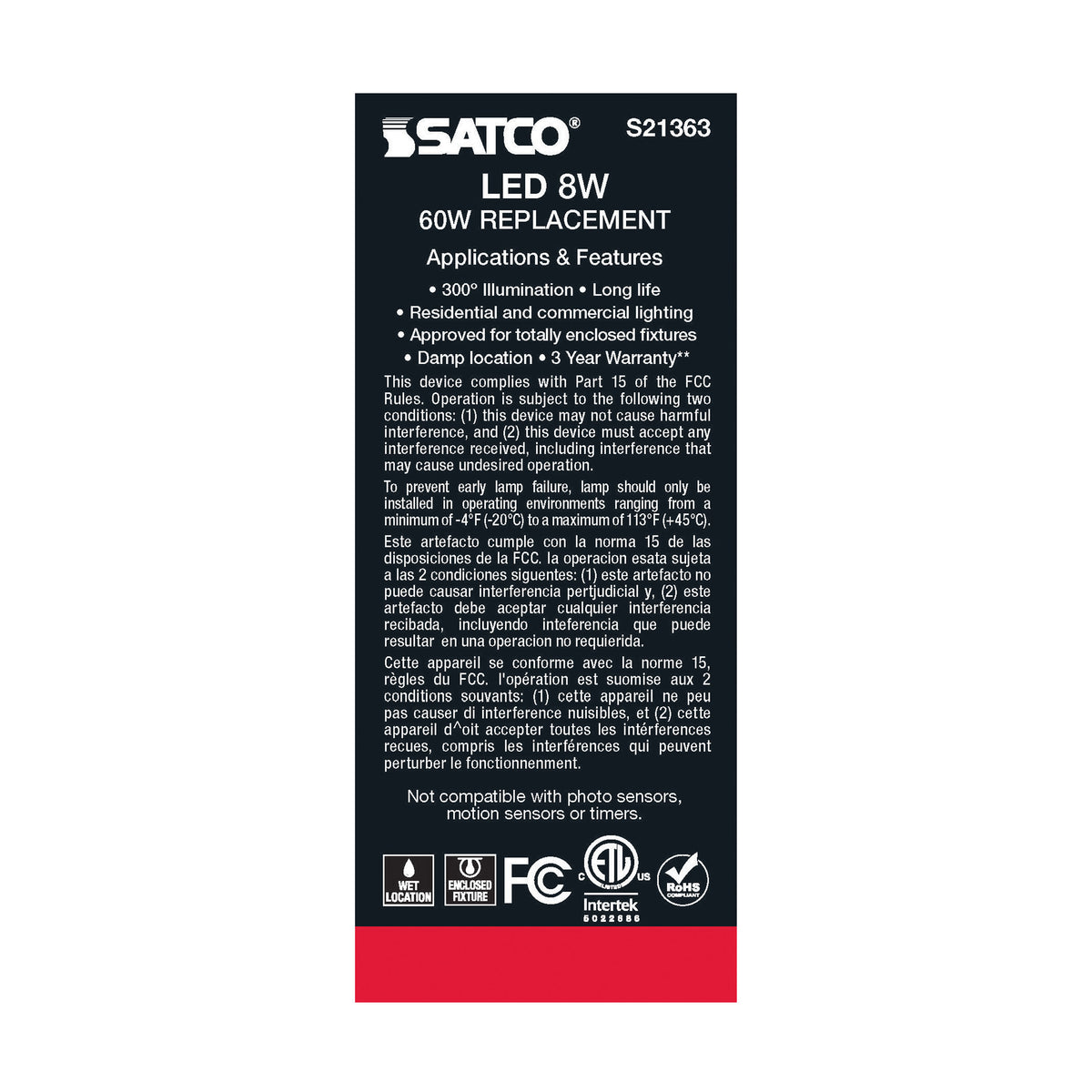 8 Watt ST19 LED Filament - Clear - Medium base - 90 CRI - 2700K - 120 Volt