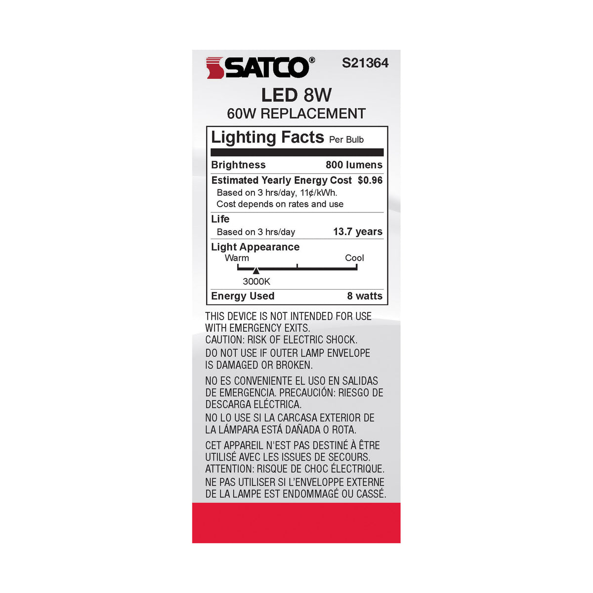 8 Watt ST19 LED Filament - Clear - Medium base - 90 CRI - 3000K - 120 Volt