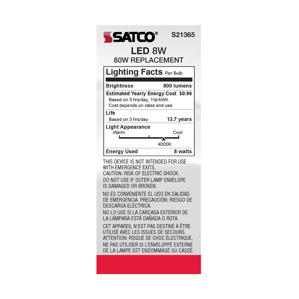 8 Watt ST19 LED Filament - Clear - Medium base - 90 CRI - 4000K - 120 Volt