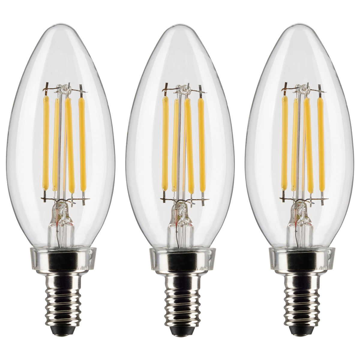4 Watt B11 LED Filament - Clear - Candelabra base - 90 CRI - 2700K - 120 Volt - 3-Pack