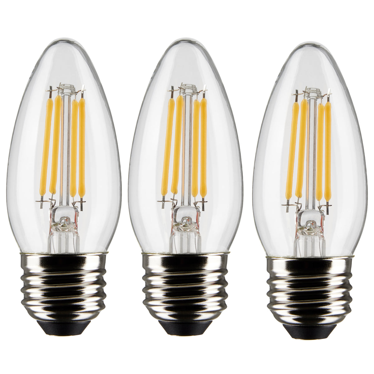 4 Watt B11 LED Filament - Clear - Medium base - 90 CRI - 2700K - 120 Volt - 3-Pack