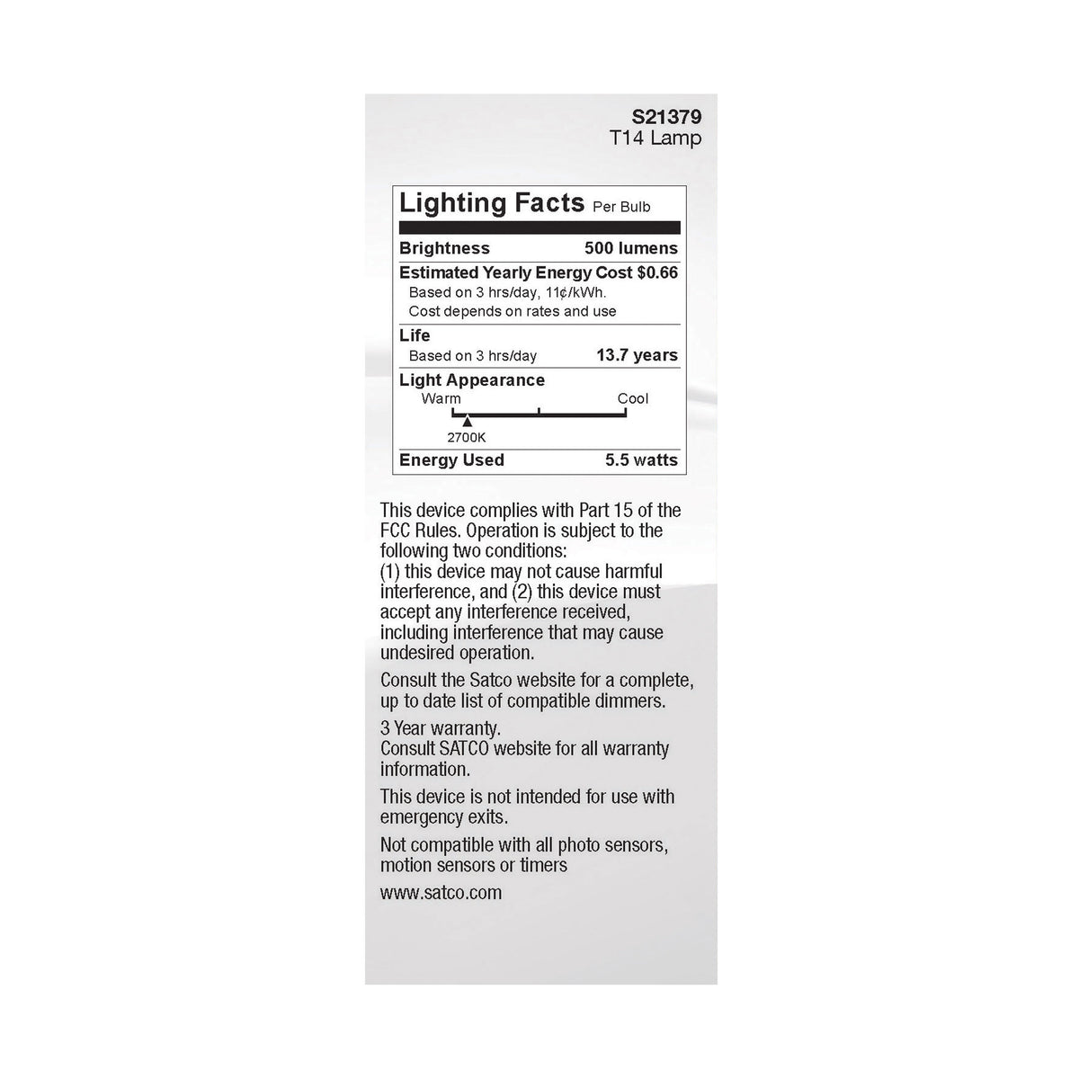 5.5 Watt T14 LED Filament - Clear - Medium Base - 2700K - 500 Lumens - 120 Volt