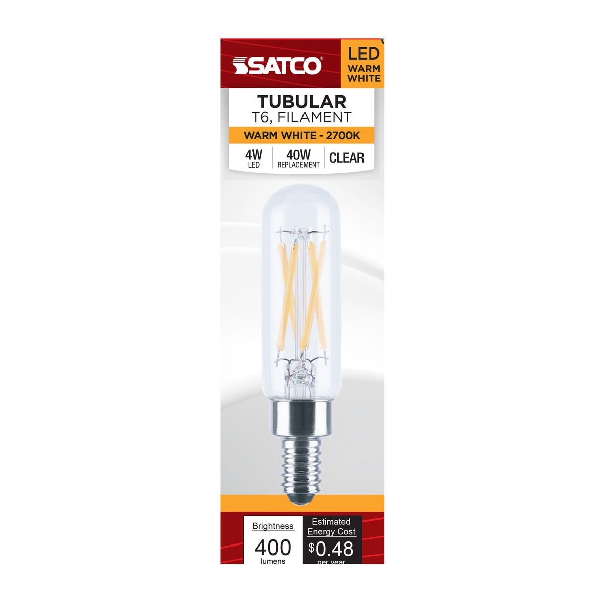 4 Watt T6 LED - 2700K CCT - Candelabra Base - Dimmable - 120 Volt
