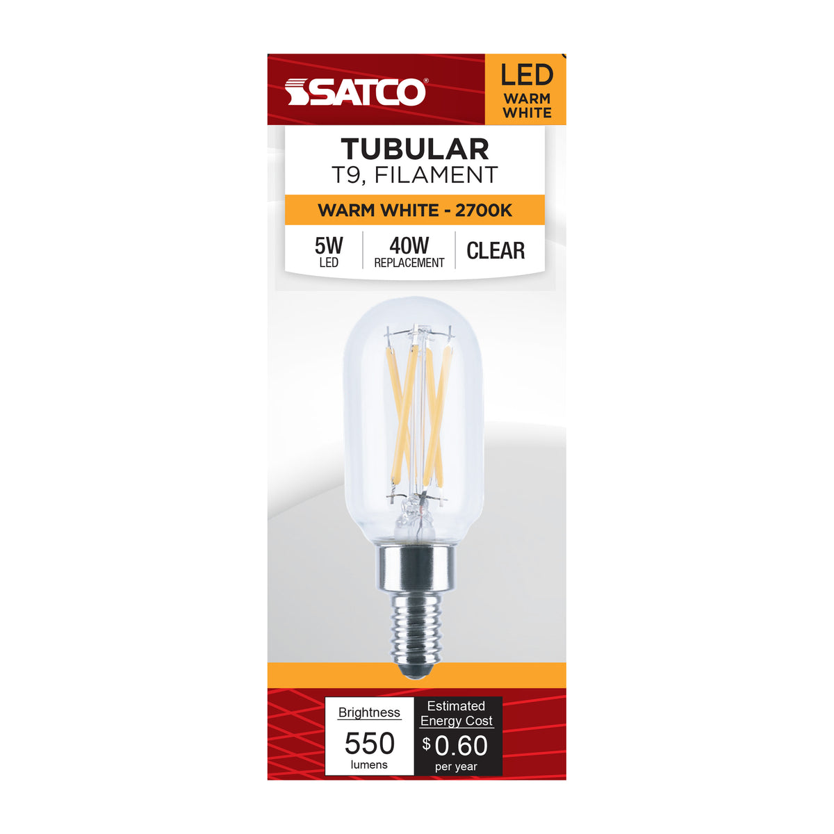 5 Watt T9 LED - 2700K CCT - Candelabra Base - Dimmable - 120 Volt