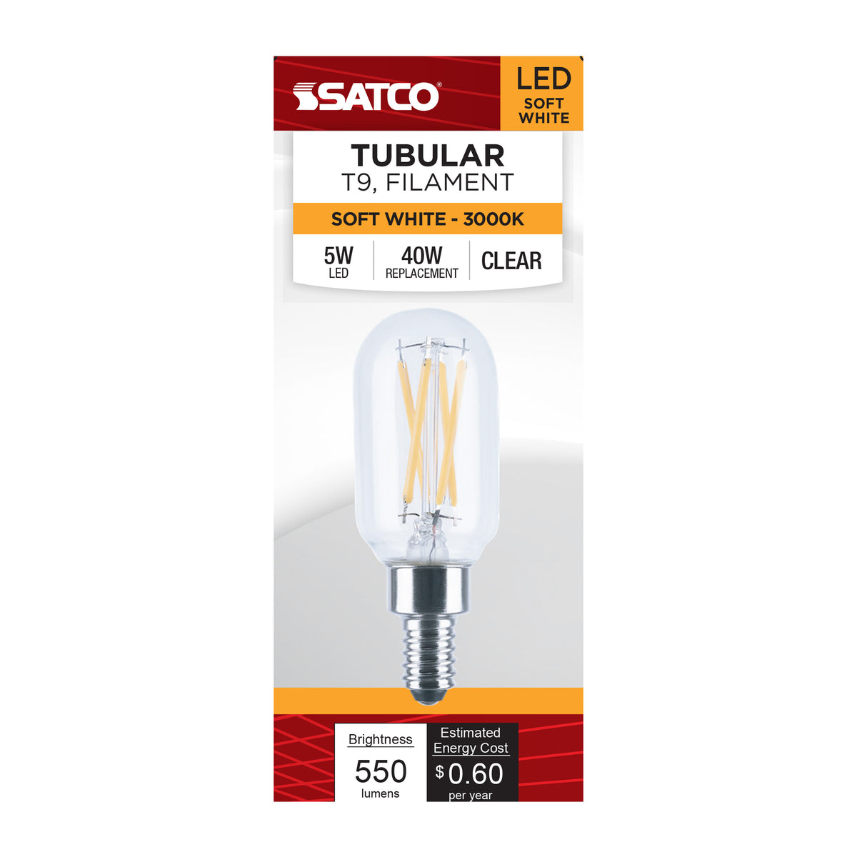 5 Watt T9 LED - 3000K CCT - Candelabra Base - Dimmable - 120 Volt