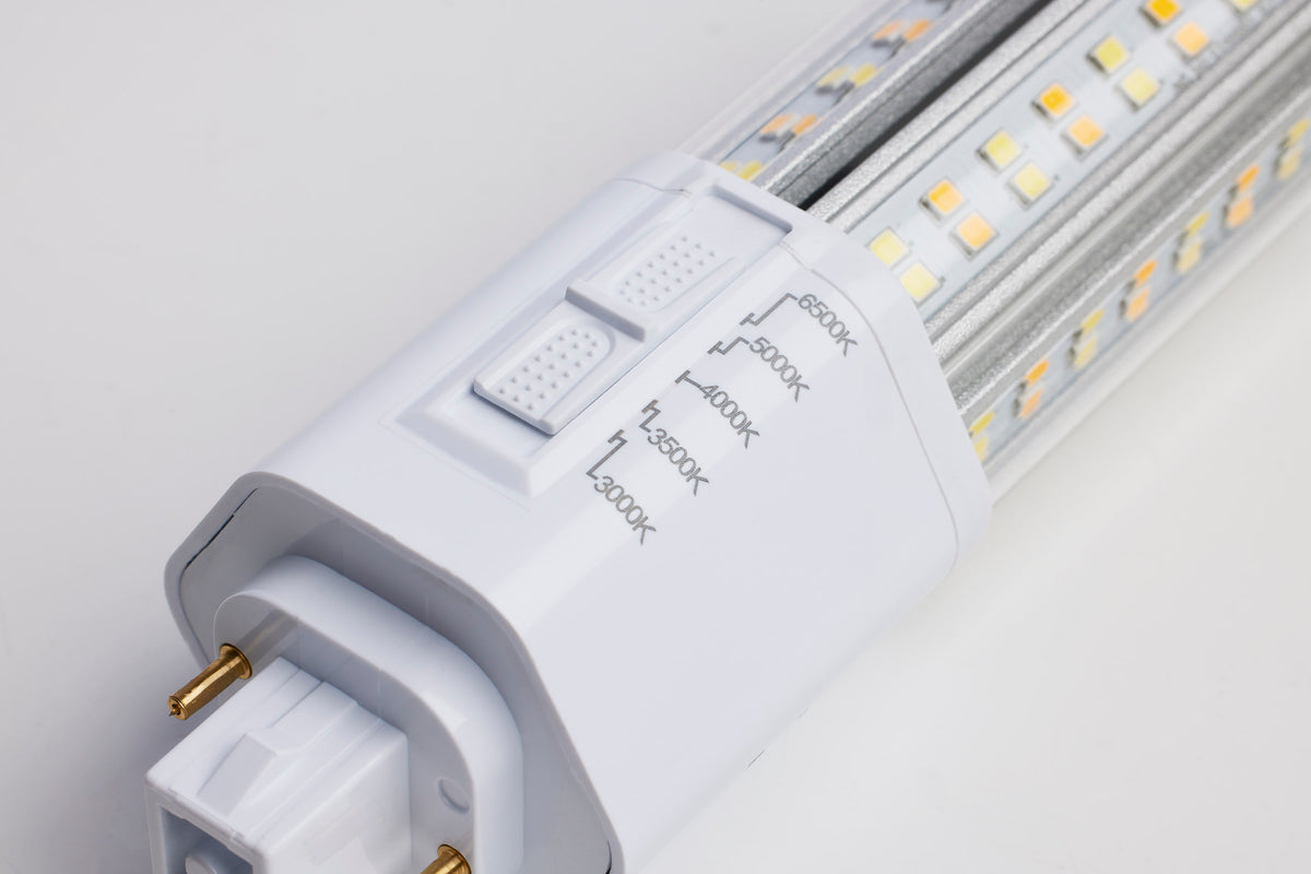 18 Watt LED PL - CCT Selectable - Lumens Selectable - Type B - Ballast Bypass - White Finish - 120-277 Volt