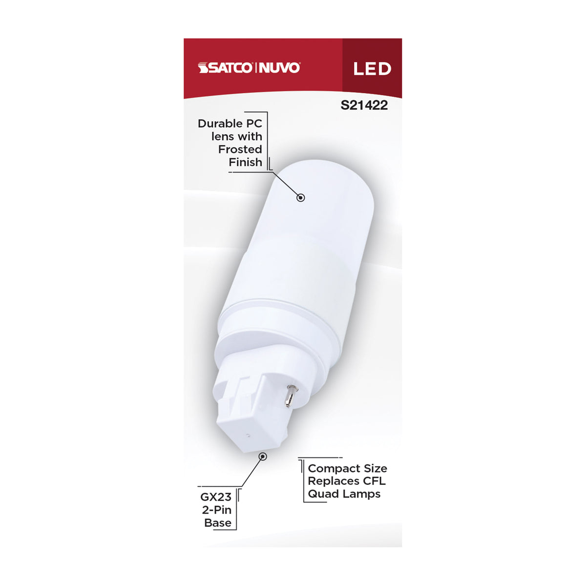 5 Watt - PL LED - GX23 Base - Frost Finish - Type A/B Dual Ballast - 3500K - 120-277 Range Voltage