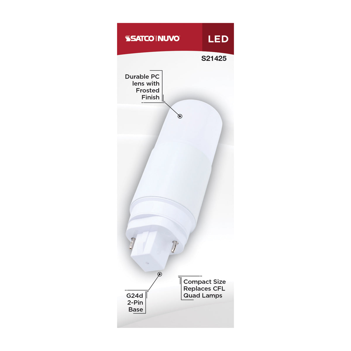 7 Watt - PL LED - G24D Base - Frost Finish - Type A/B Dual Ballast - 2700K - 120-277 Range Voltage