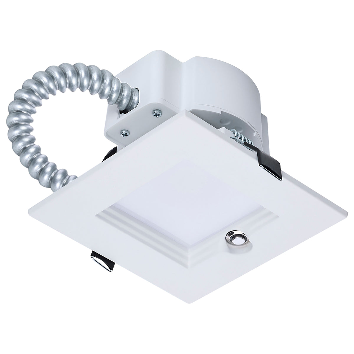 Plus Series Commercial LED Downlight - 4 Inch Square - 14.6W/13.6W/12.4W Wattage Selectable - 2700K/3000K/3500K/4000K/5000K CCT Selectable - Integrated Emergency Driver - 120-347 Volt - Dual Dimming - Color trim accessories available