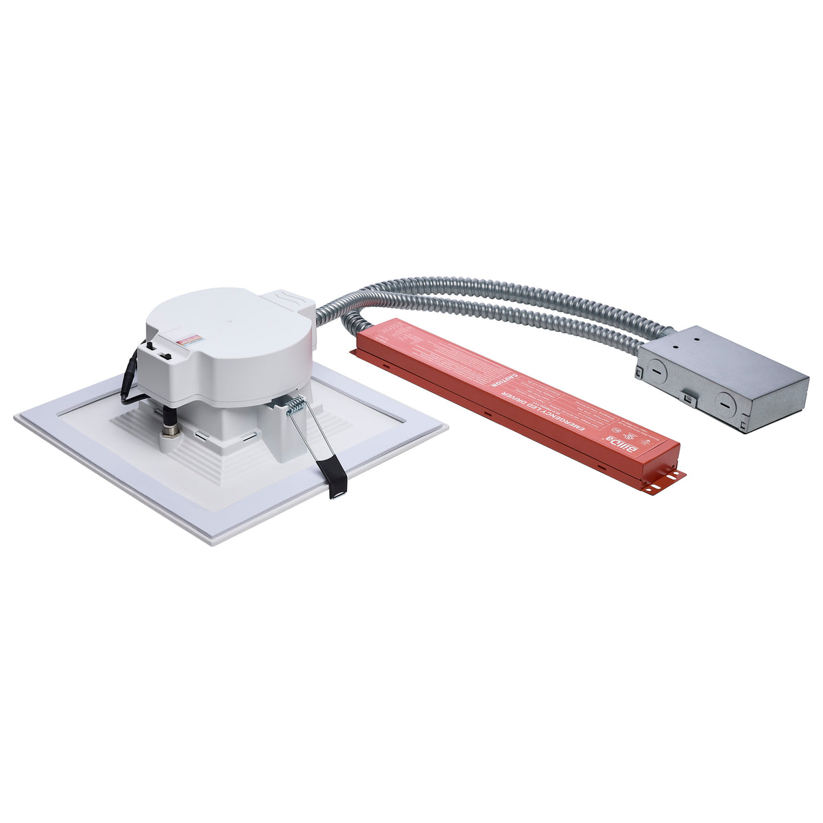 Plus Series Commercial LED Downlight - 8 Inch Square - 28W/25W/20W Wattage Selectable - 2700K/3000K/3500K/4000K/5000K CCT Selectable - Integrated Emergency Driver - 120-347 Volt - Dual Dimming - Color trim accessories available