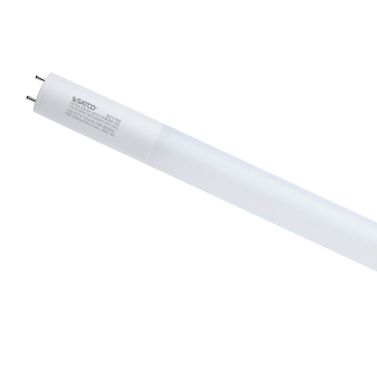 10 Watt T8 LED - 24-Inch - 30K/35K/40K/50K/65K Selectable - G13 Base - Ballast Type A/B - Frost Finish - 120-277 Ranged