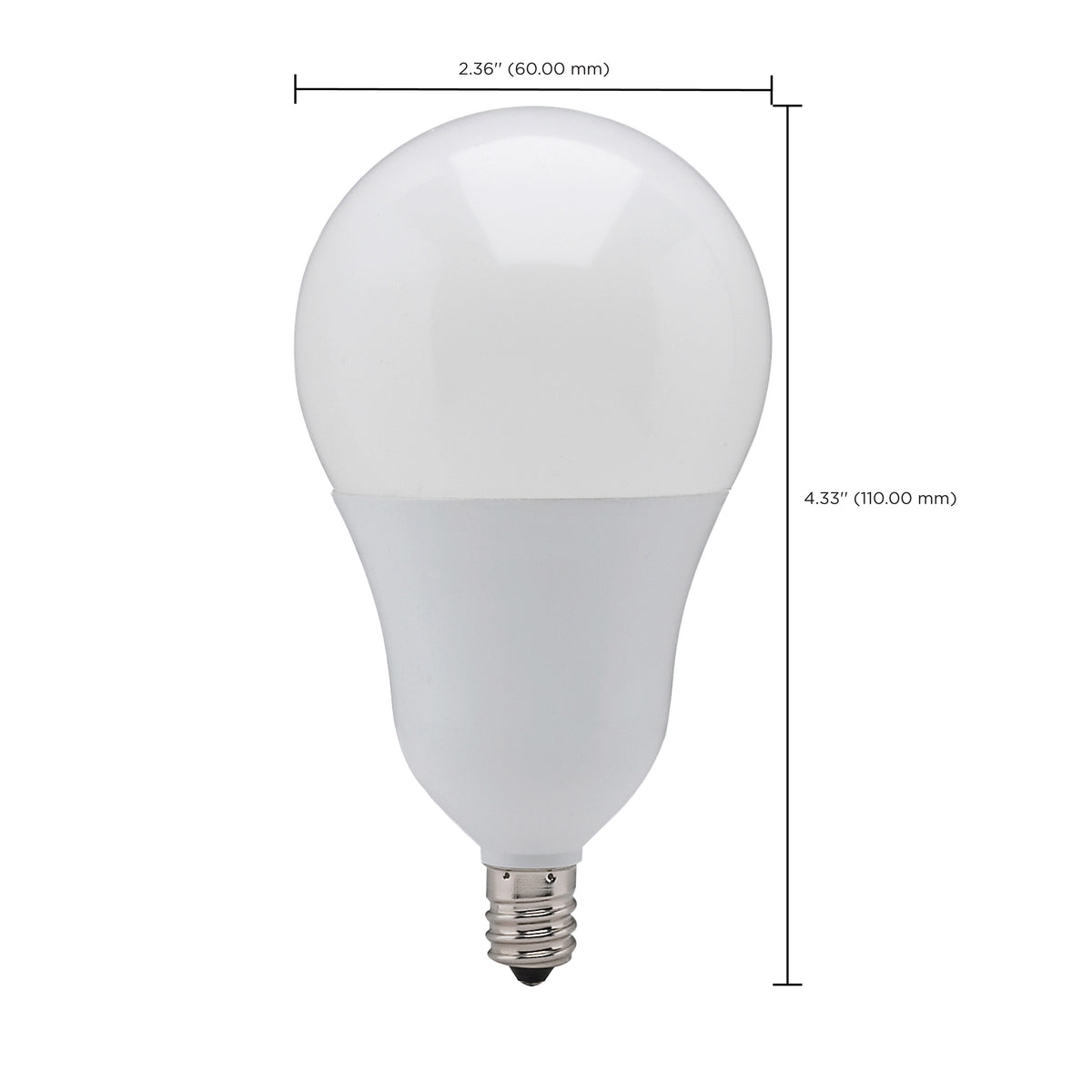 9.8 Watt - A19 LED - 2700K - Candelabra base - 220 deg. Beam Angle - 120 Volt