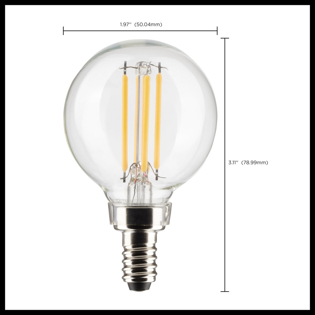 4 Watt G16.5 LED Filament - Clear - Candelabra Base - 2700K - 350 Lumens - 120 Volt - 2-Pack