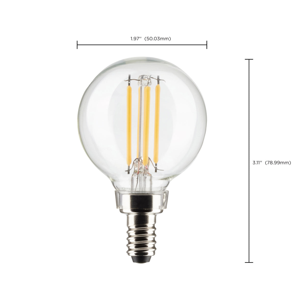 5.5 Watt G16.5 LED Filament - Clear - Candelabra Base - 2700K - 500 Lumens - 120 Volt - 2-Pack