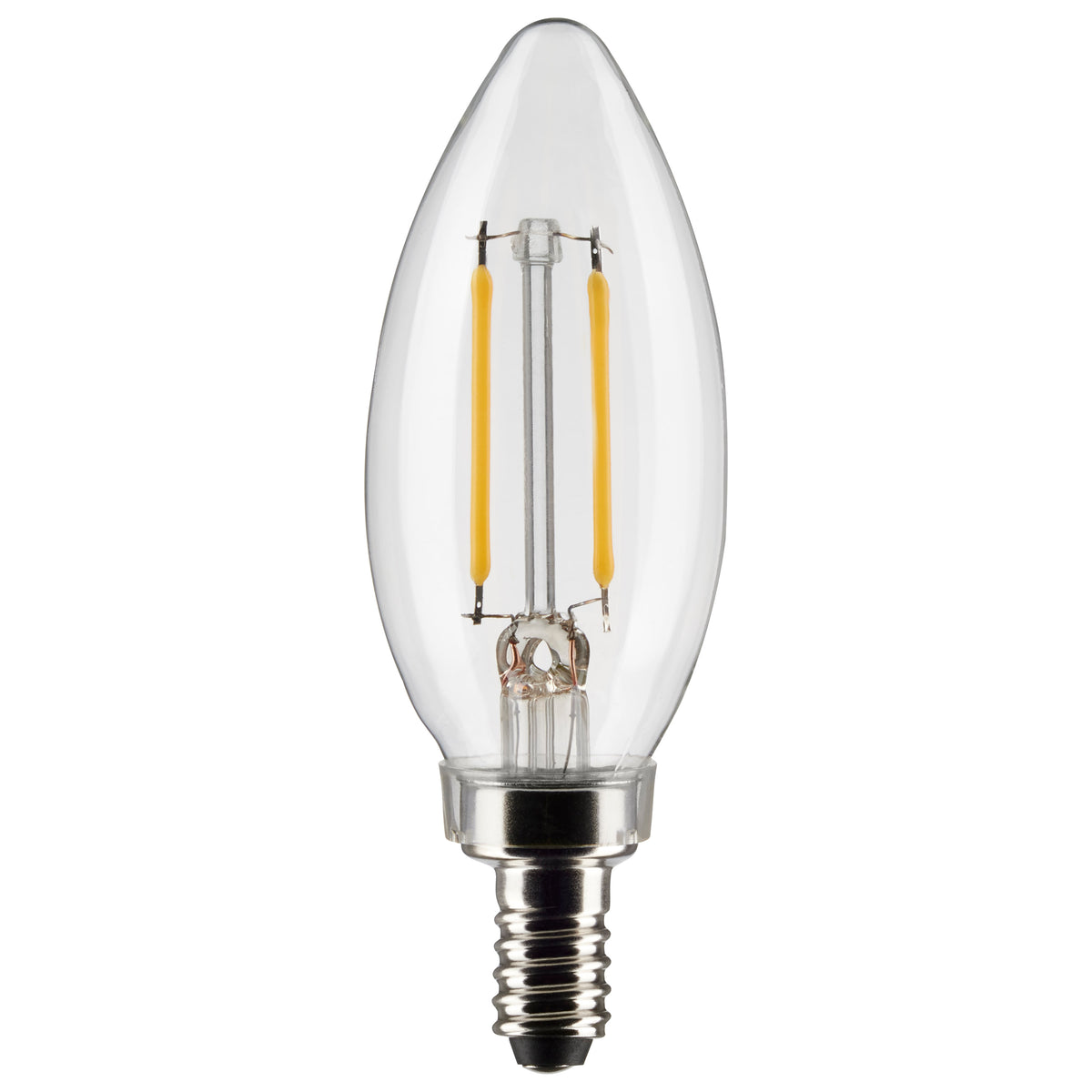 3 Watt B11 LED Filament - Clear - Candelabra Base - 2700K - 200 Lumens - 120 Volt - 2-Pack bulb or fixture view