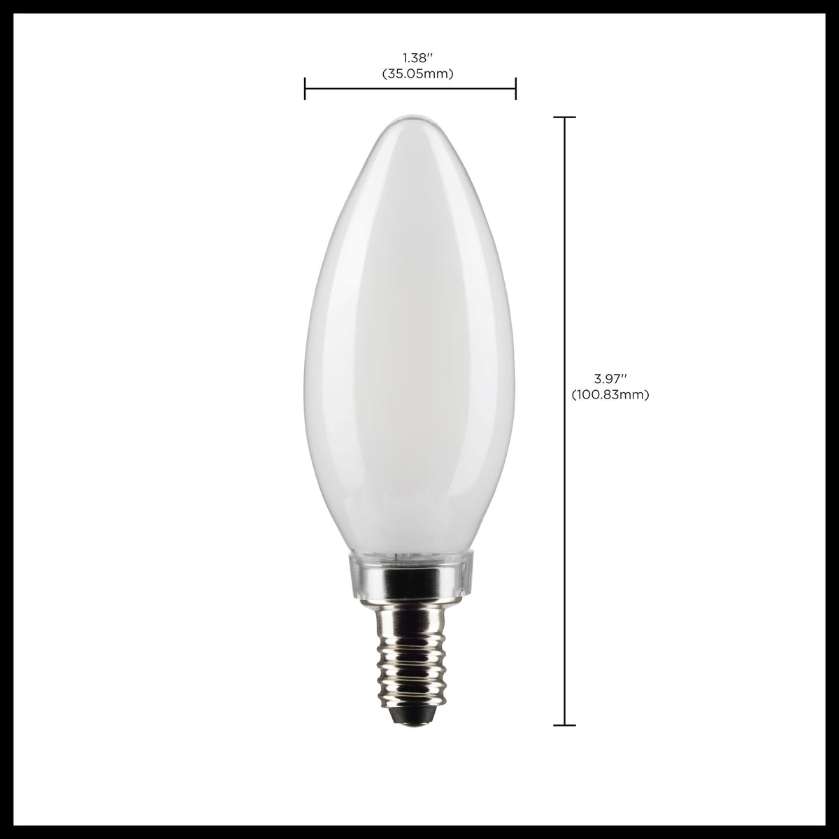 3 Watt B11 LED Filament - Frosted - Candelabra Base - 2700K - 200 Lumens - 120 Volt - 2-Pack