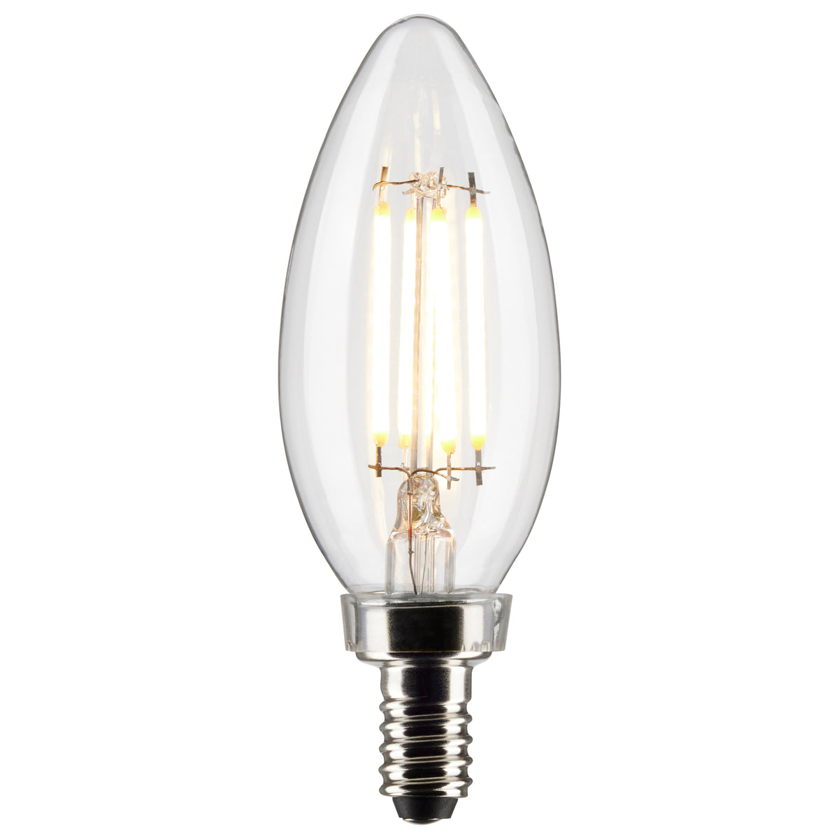 4 Watt B11 LED Filament - Clear - Candelabra Base - 3000K - 350 Lumens - 120 Volt - 2-Pack
