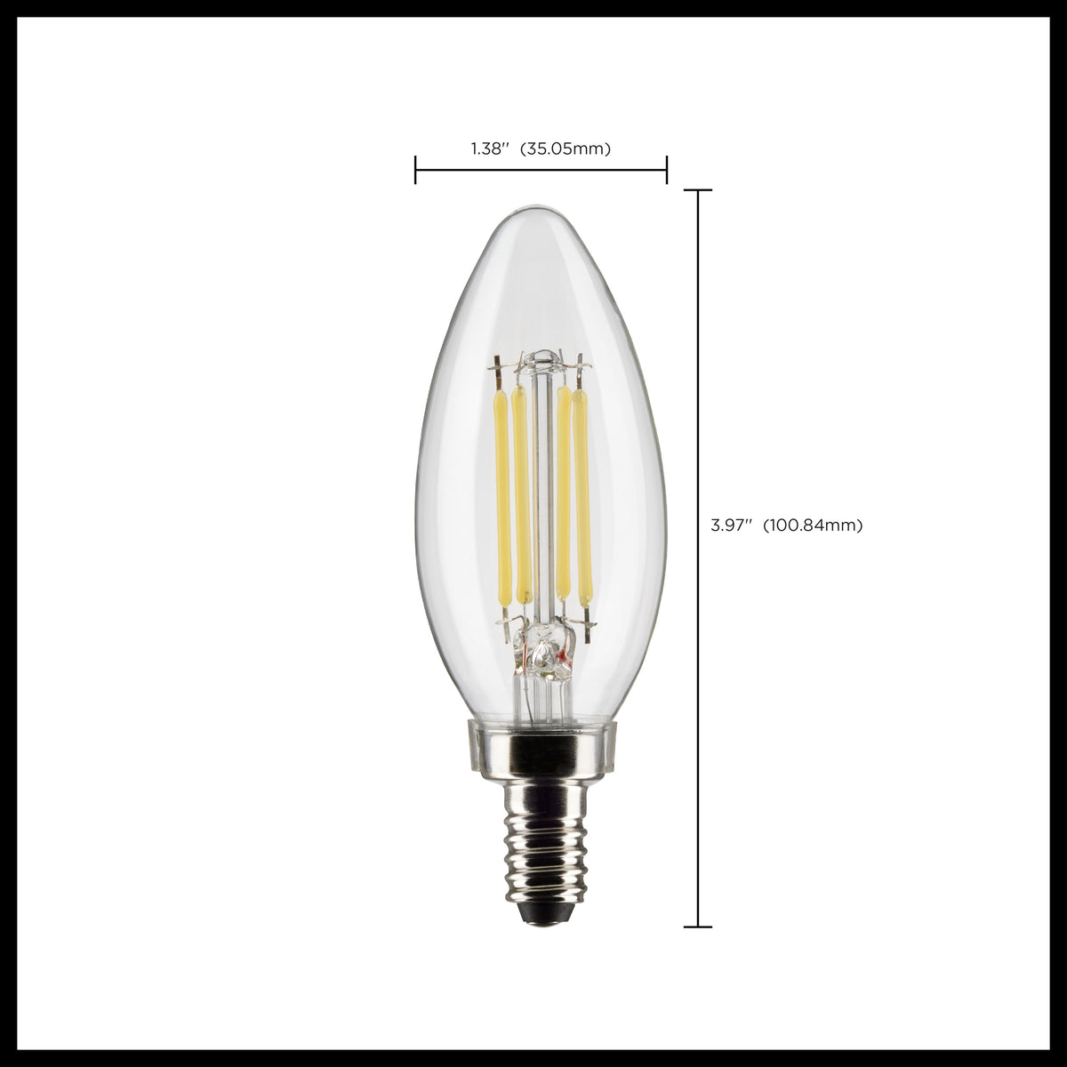5.5 Watt B11 LED Filament - Clear - Candelabra Base - 2700K - 500 Lumens - 120 Volt - 2-Pack
