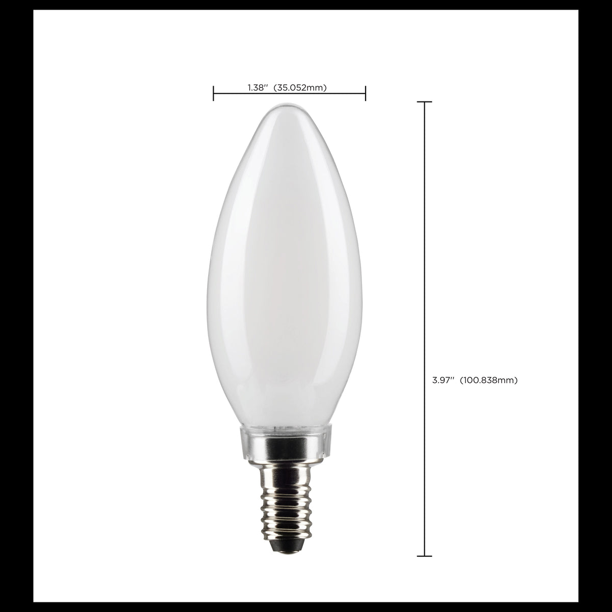 5.5 Watt B11 LED Filament - Frosted - Candelabra Base - 2700K - 500 Lumens - 120 Volt - 2-Pack